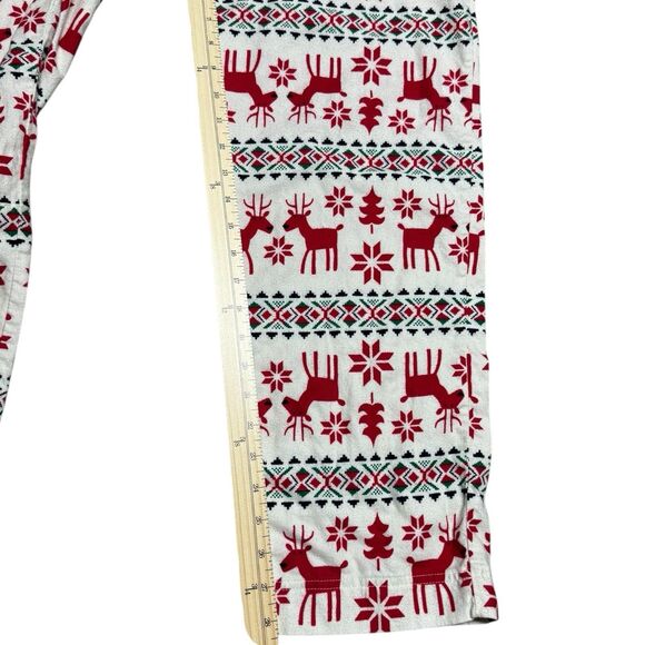 Hanna Andersson Womens Pajama Set M Fair Isle Flannel Knit Deer Christmas Pants - Picture 11 of 12